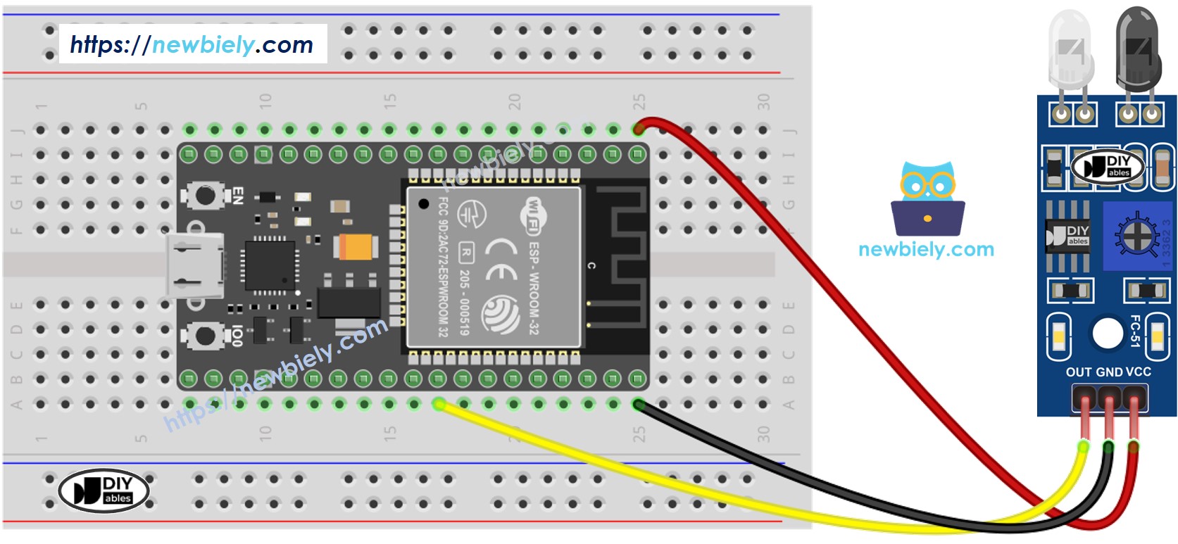 ESP32 마이크로파이썬 ir 장애물 회피 센서 배선도