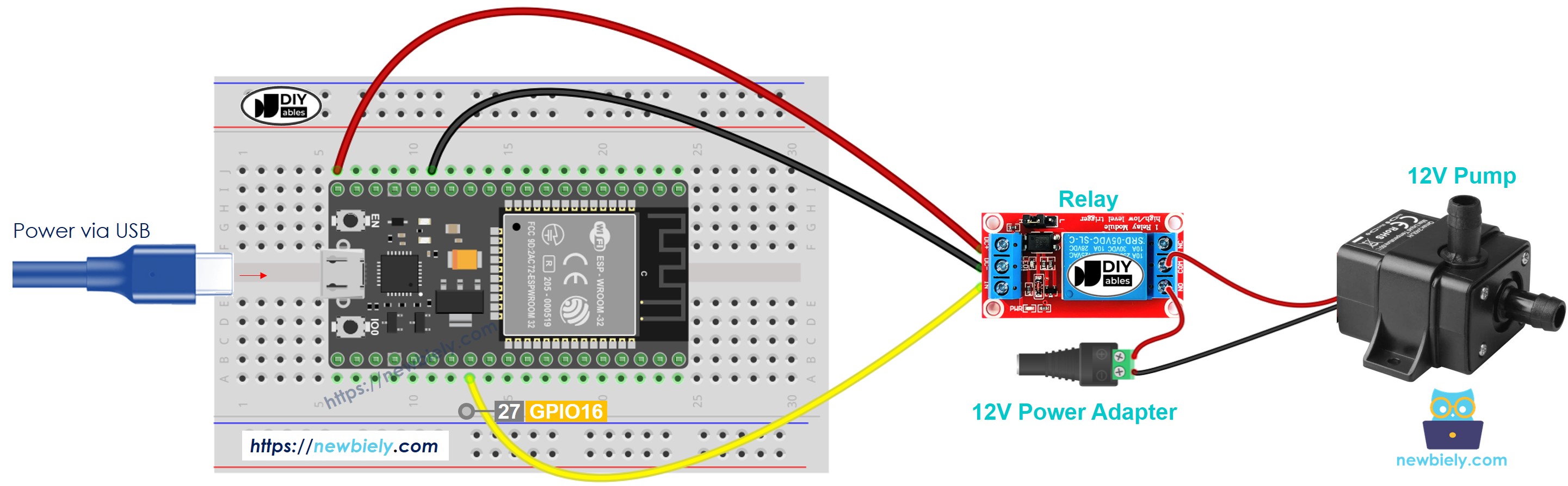 ESP32 마이크로파이썬 펌프 배선도