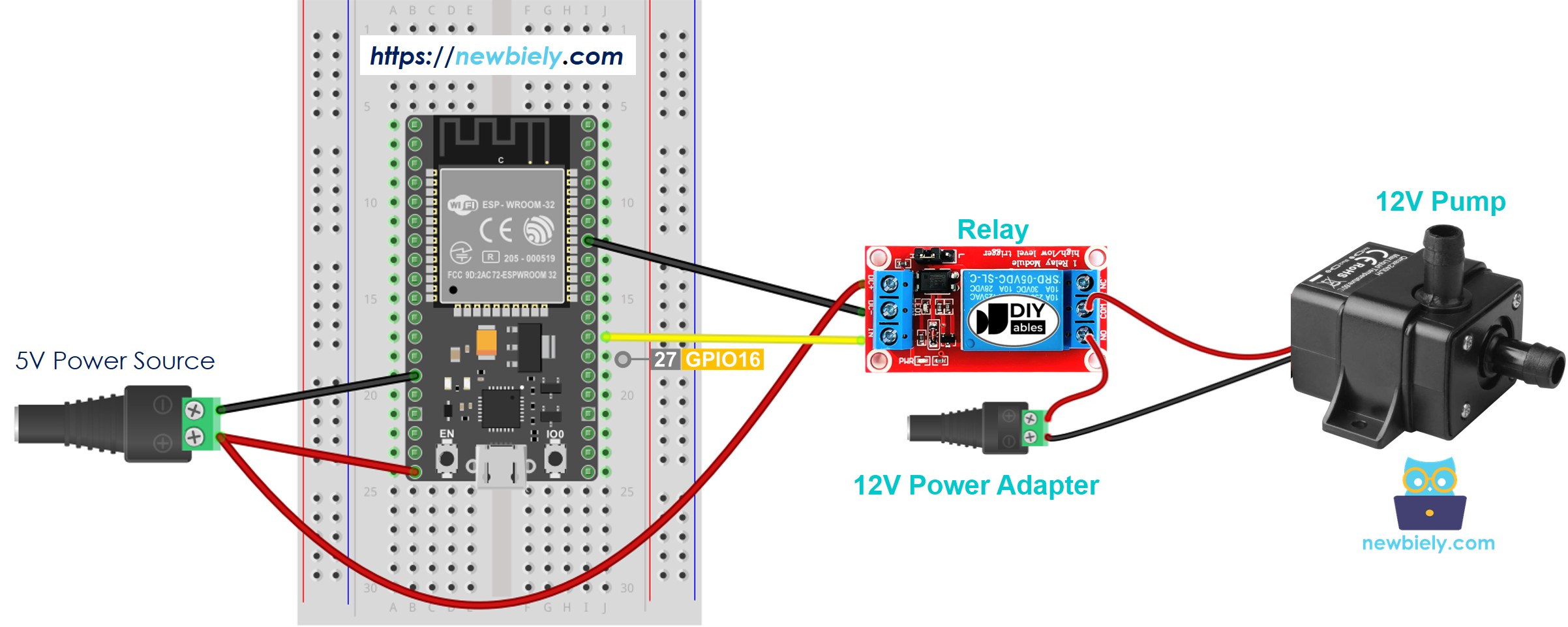 ESP32 마이크로파이썬 펌프 배선도