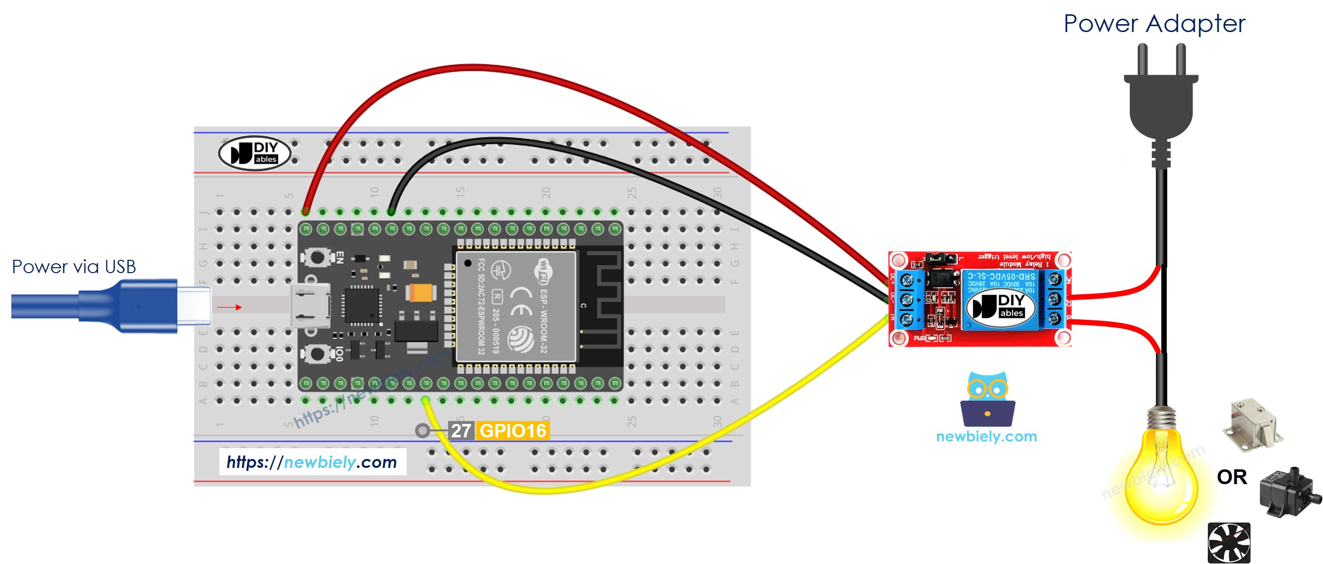 ESP32 마이크로파이썬 릴레이 배선도