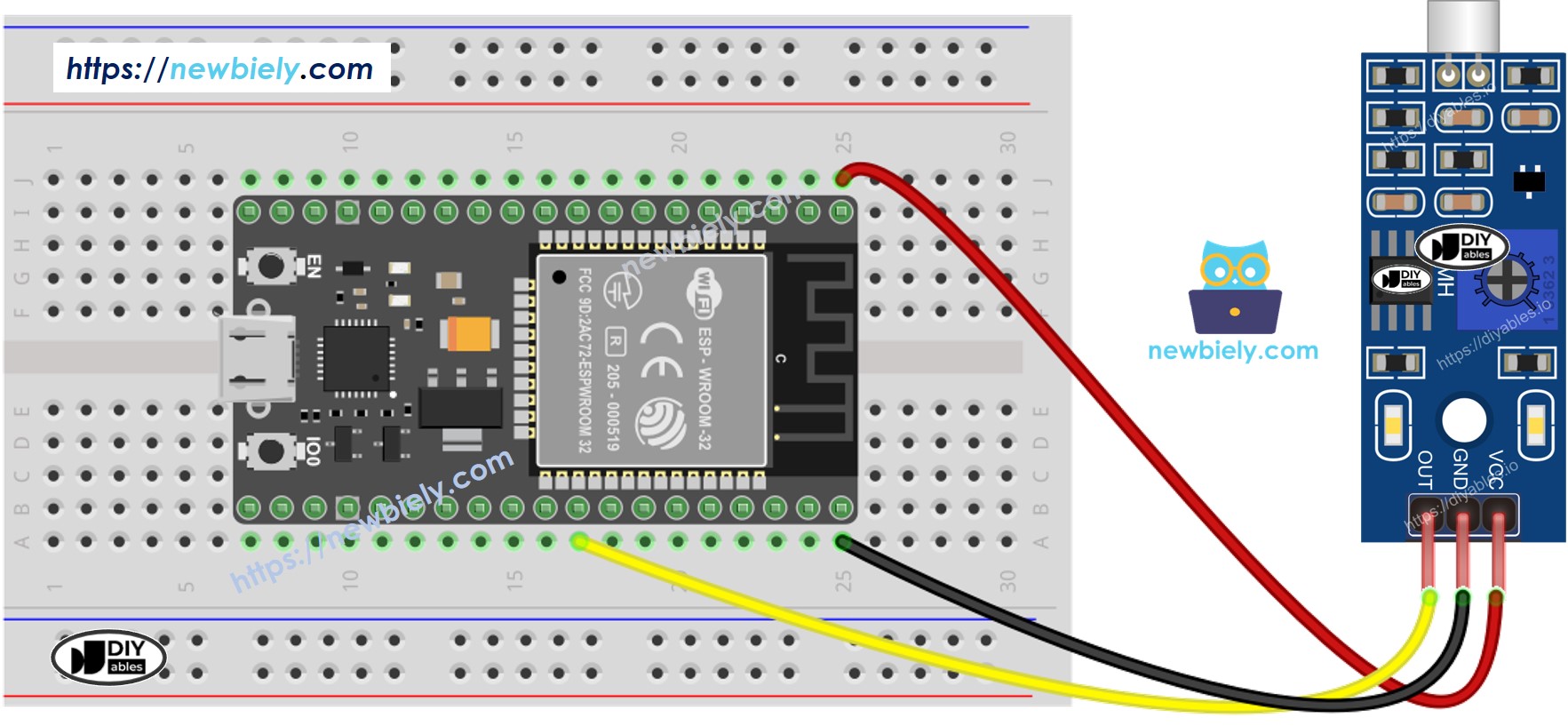 ESP32 마이크로파이썬 사운드 센서 배선도