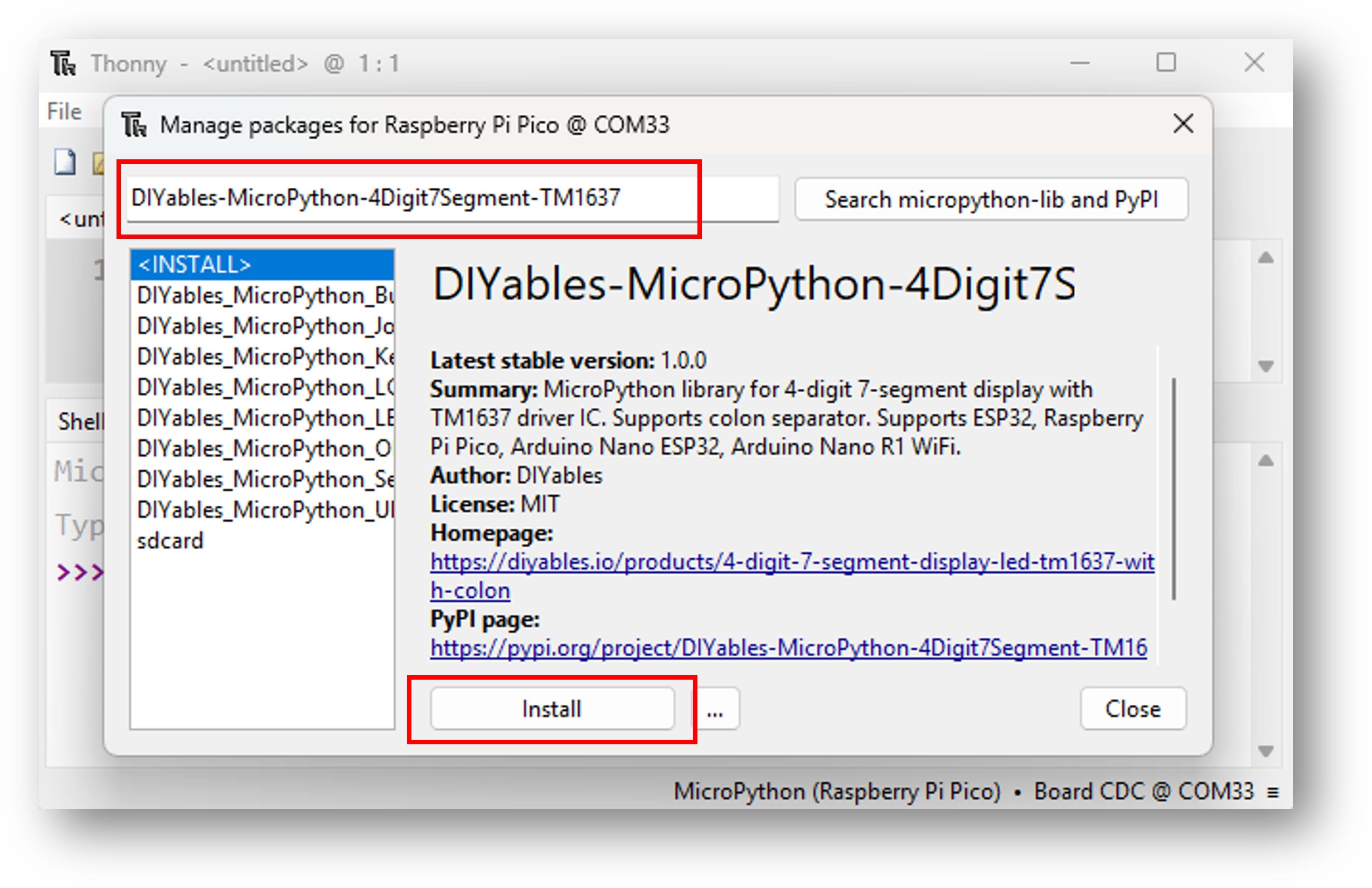 ESP32 tm1637 4자리 7세그먼트 디스플레이 라이브러리
