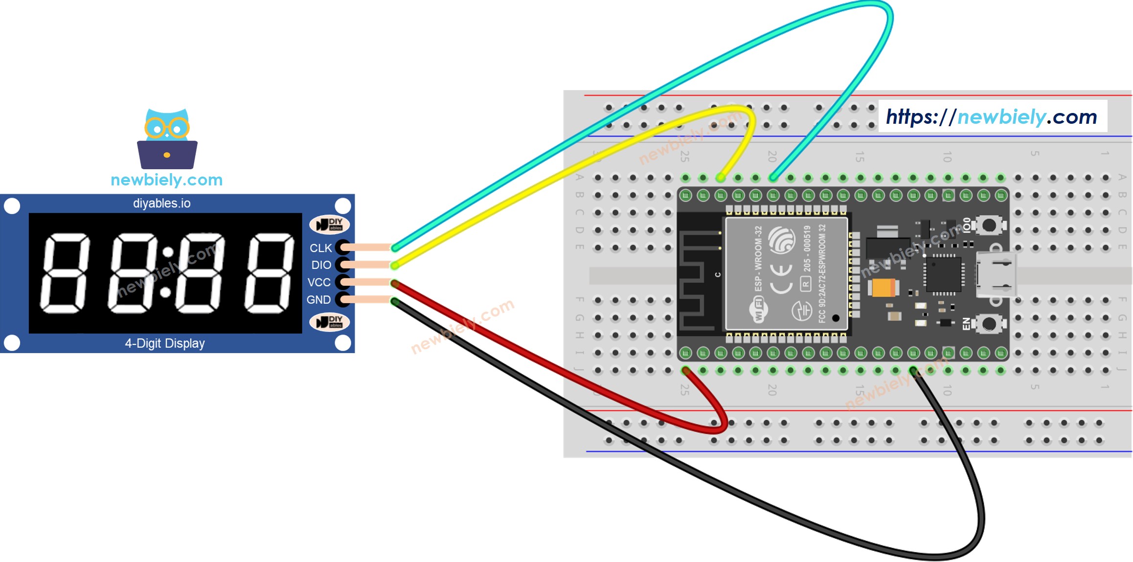 ESP32 tm1637 4자리 7세그먼트 디스플레이 배선도