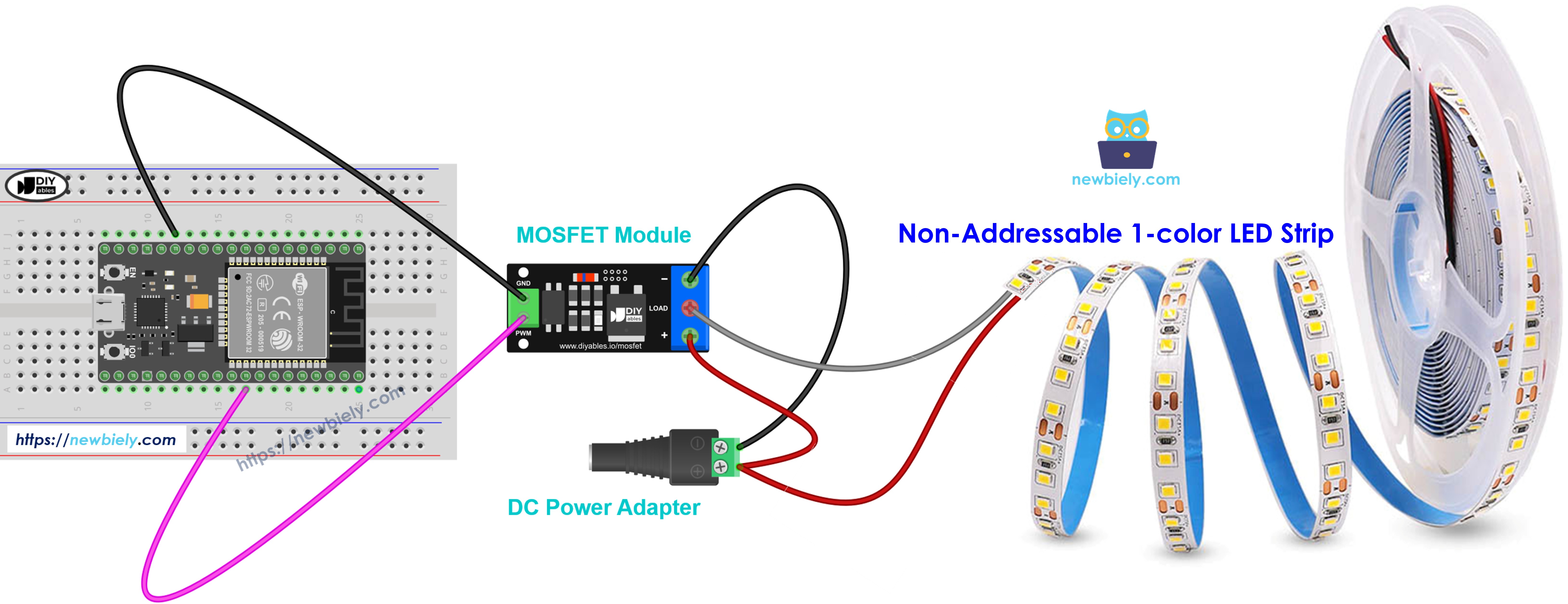 12v 단색 LED 스트립 mosfet 모듈 배선