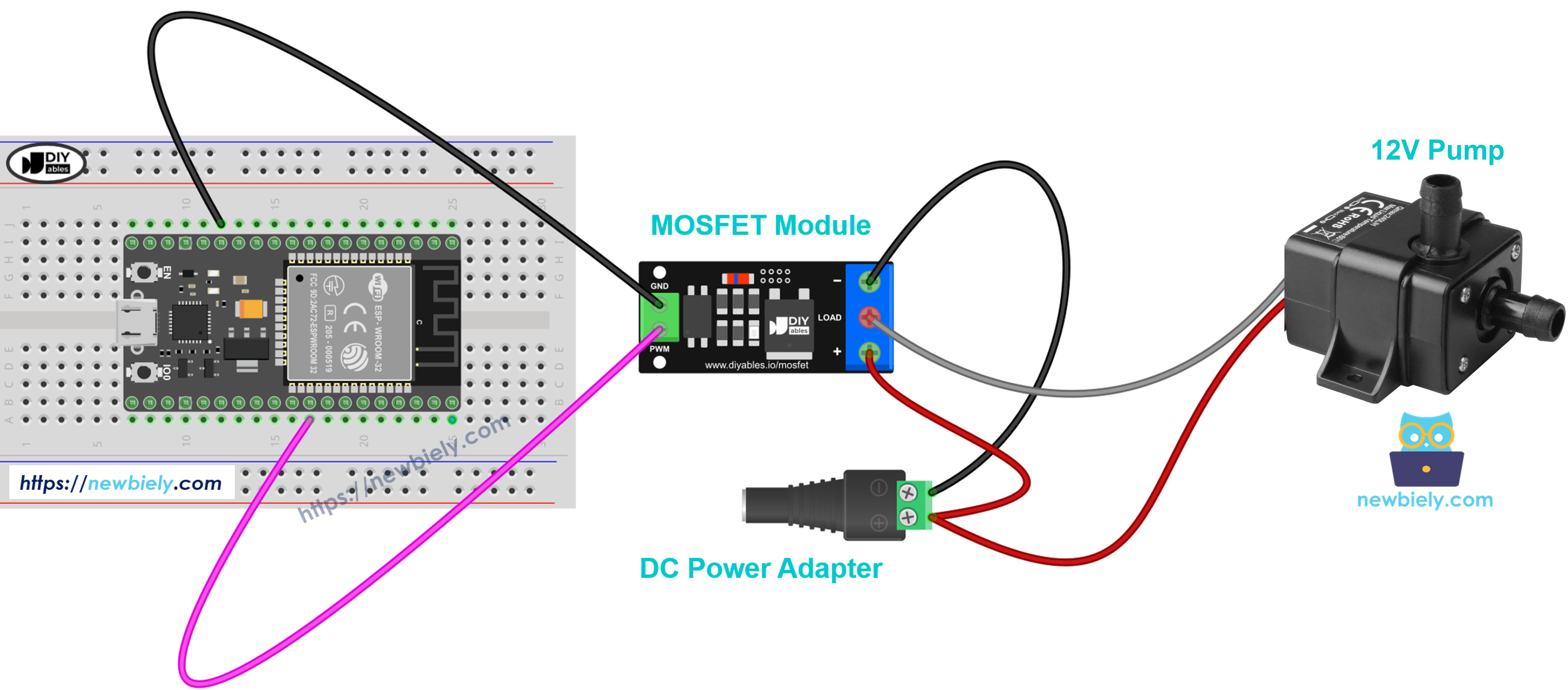 12v 펌프용 mosfet 모듈 배선도