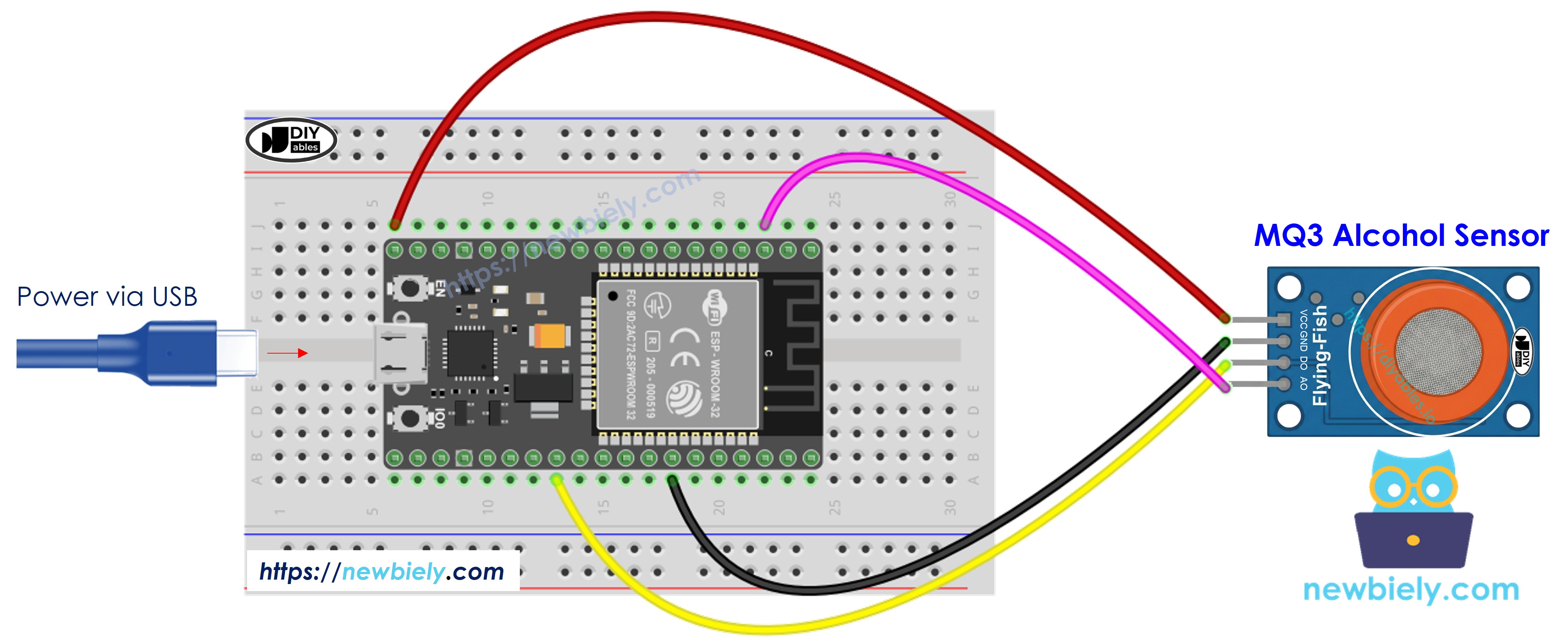 ESP32 mq3 알코올 센서 배선 다이어그램