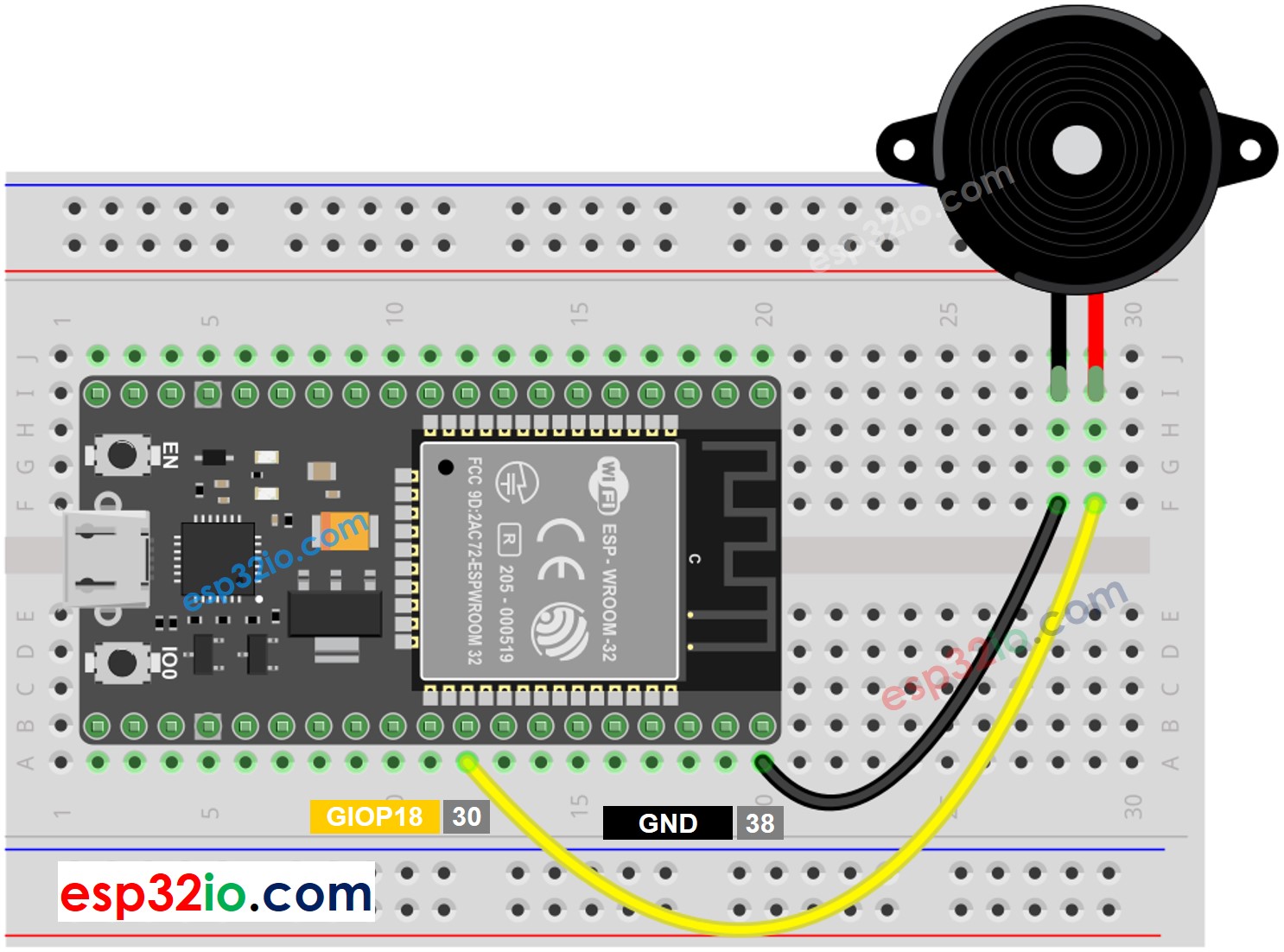 ESP32 Piezo Buzzer Wiring Diagram