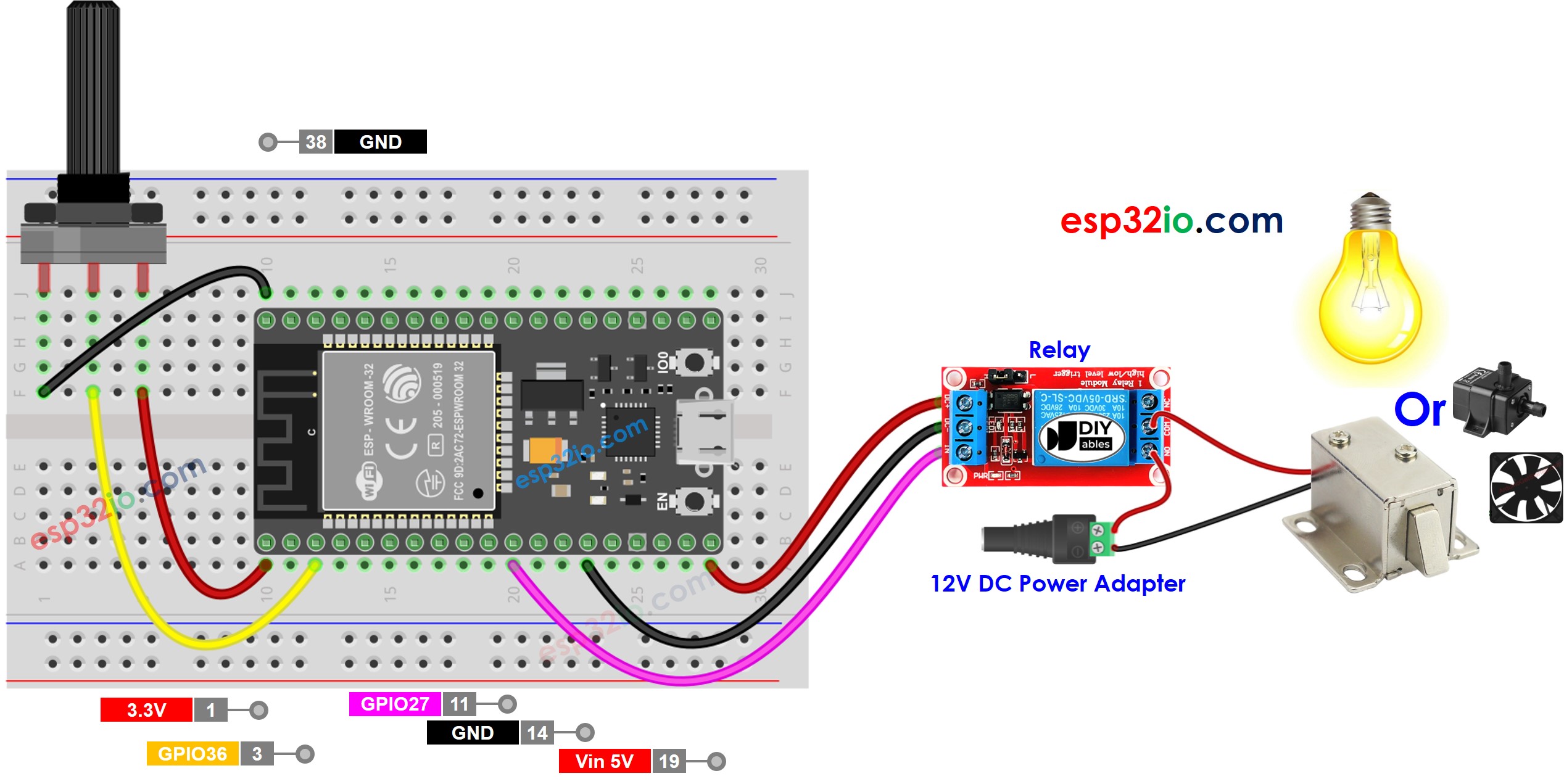 ESP32 Potentiometer Relay Wiring Diagram