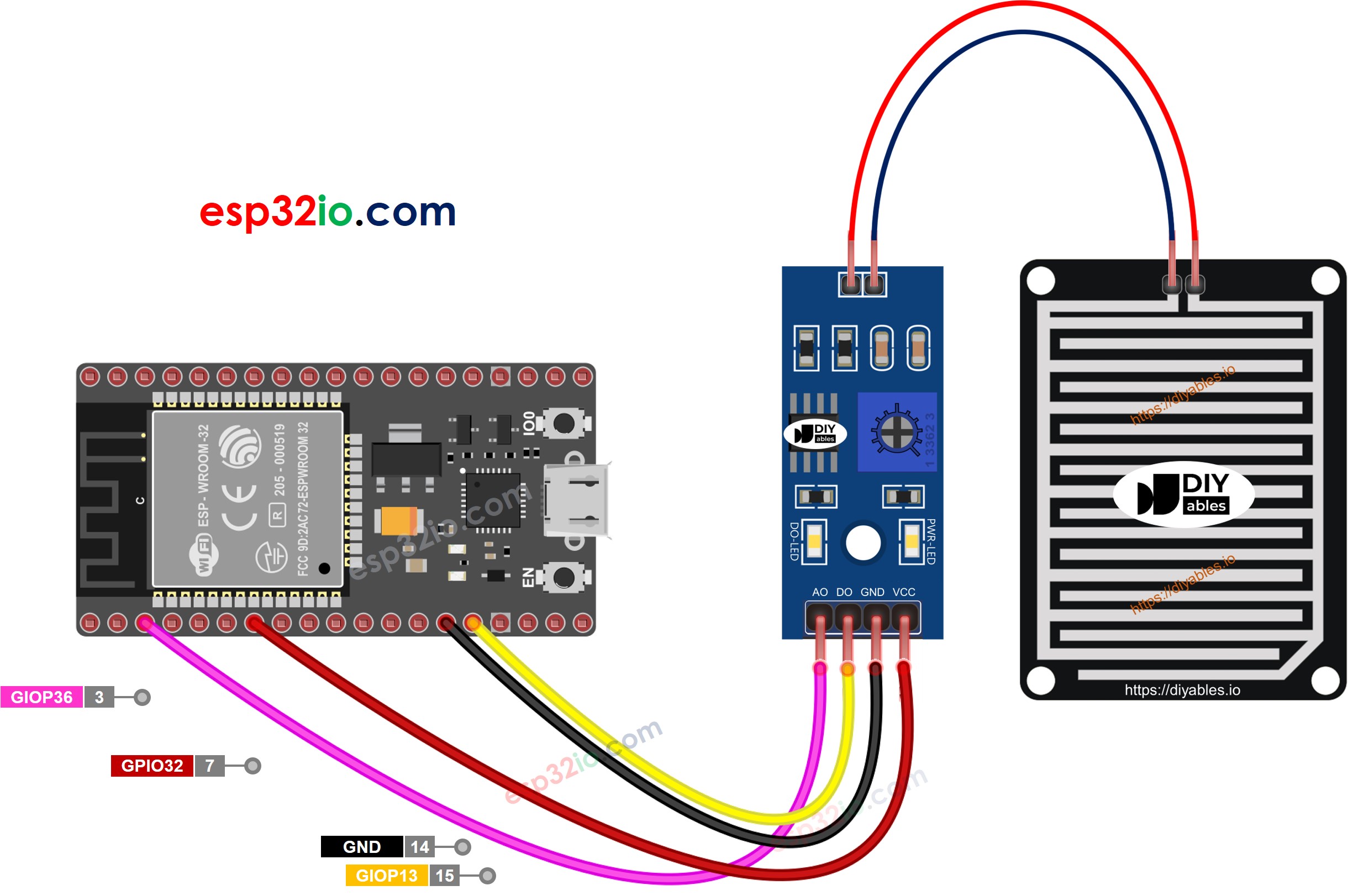 ESP32 rain detector wiring diagram