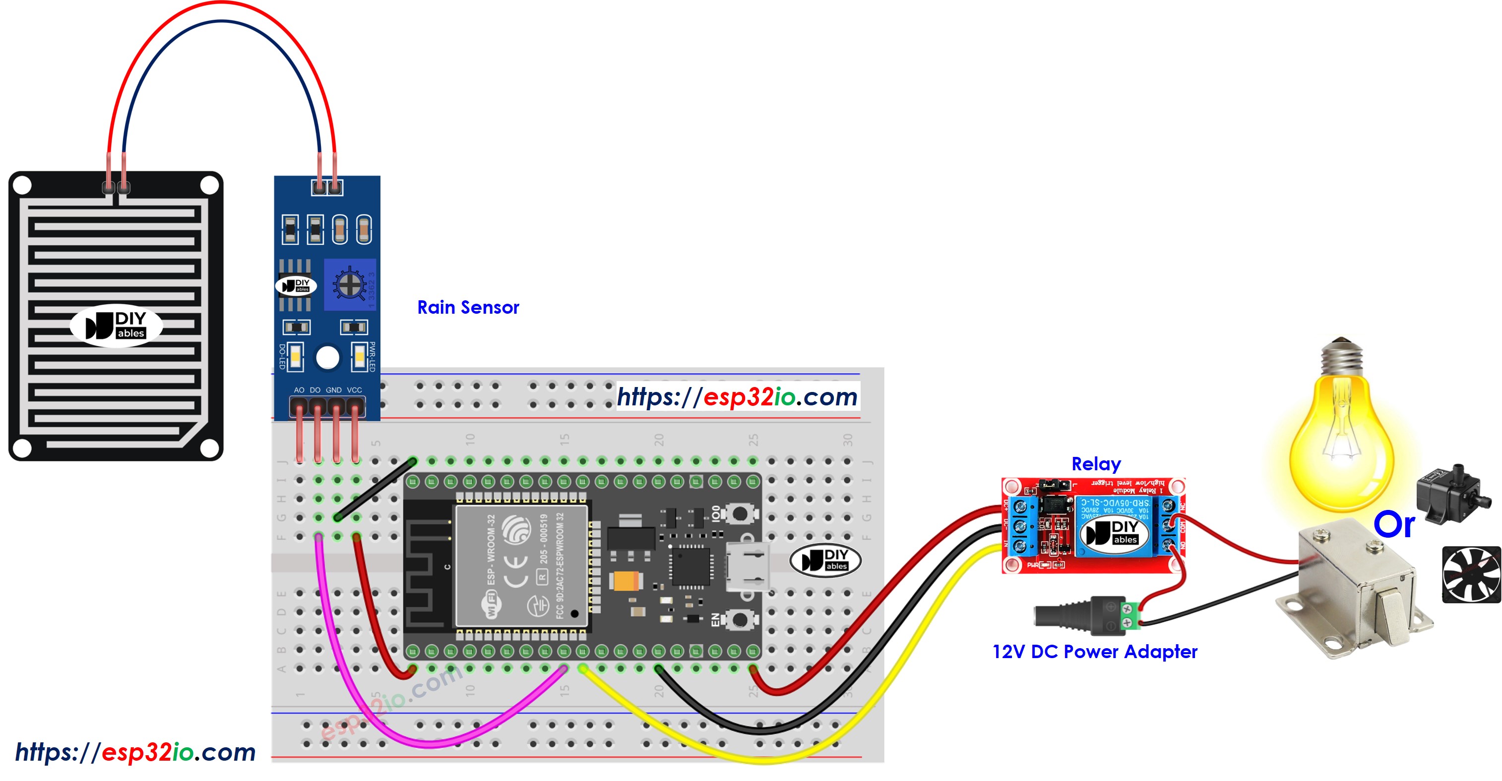 ESP32 Rain Sensor Relay Wiring Diagram