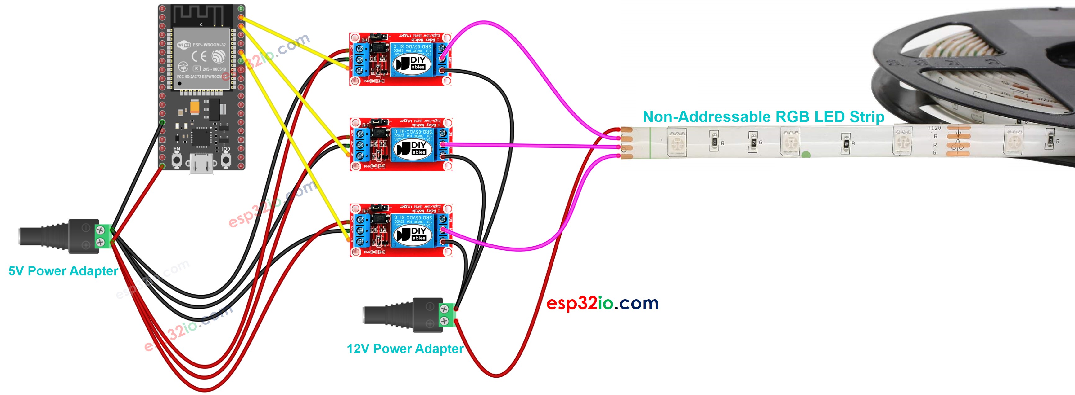 ESP32 12V LED strip Wiring Diagram