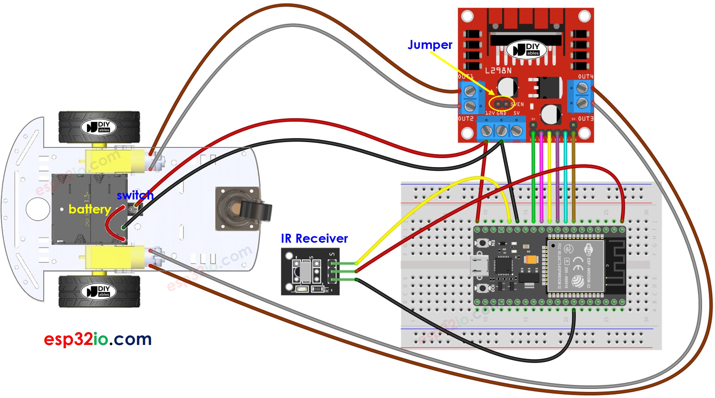 ESP32 2WD car Wiring Diagram