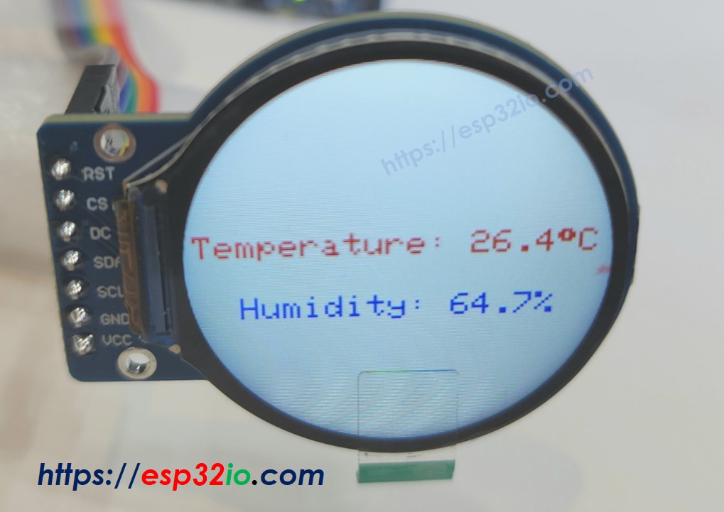 ESP32 원형 tft lcd 디스플레이 화면에 텍스트와 숫자 표시