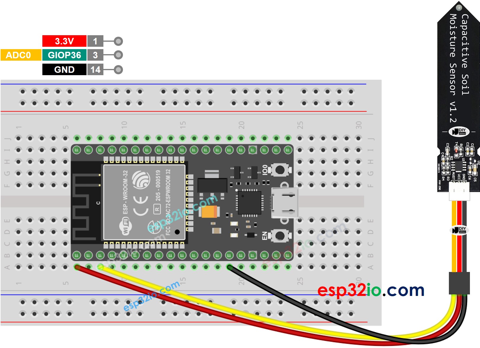 ESP32 soil moisture sensor wiring diagram