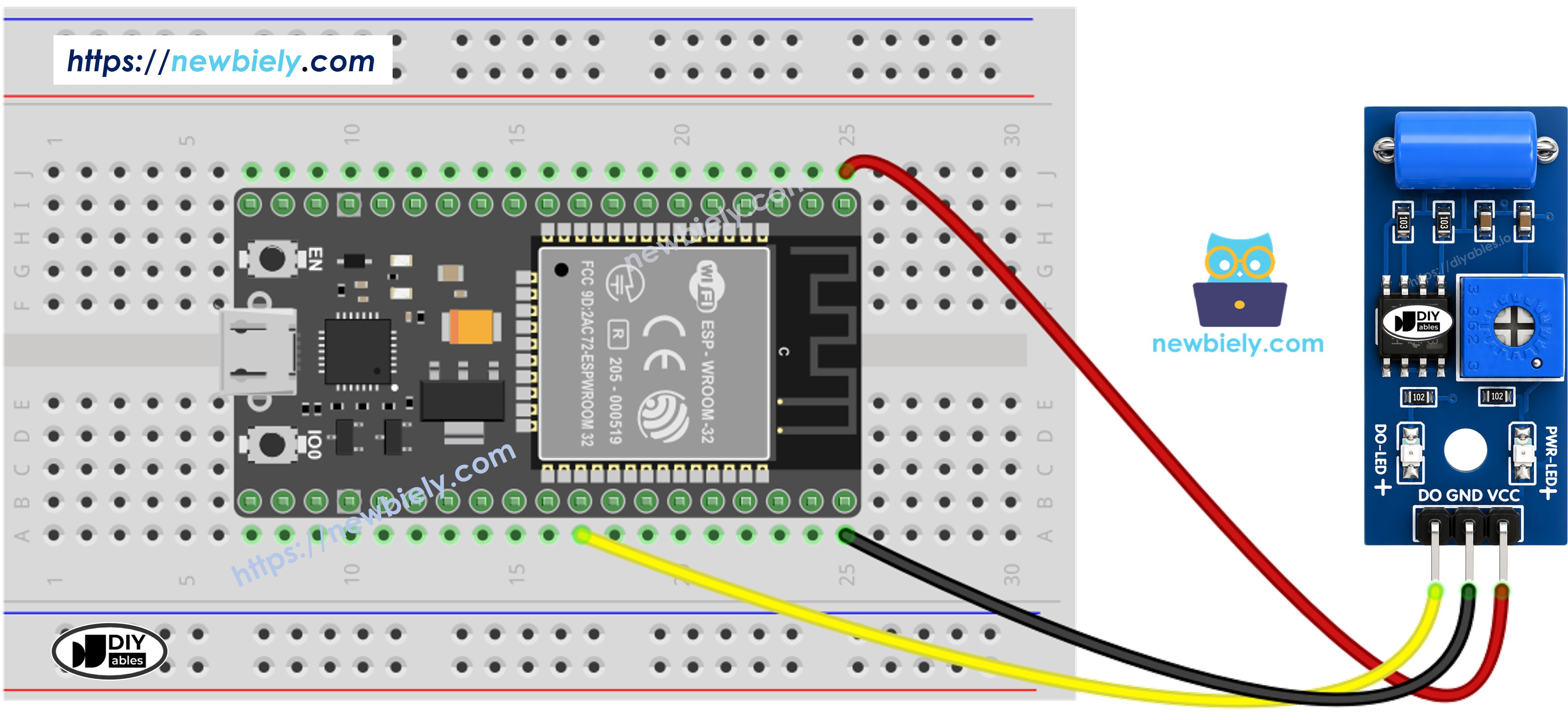 ESP32 sw-420 진동 센서 배선도