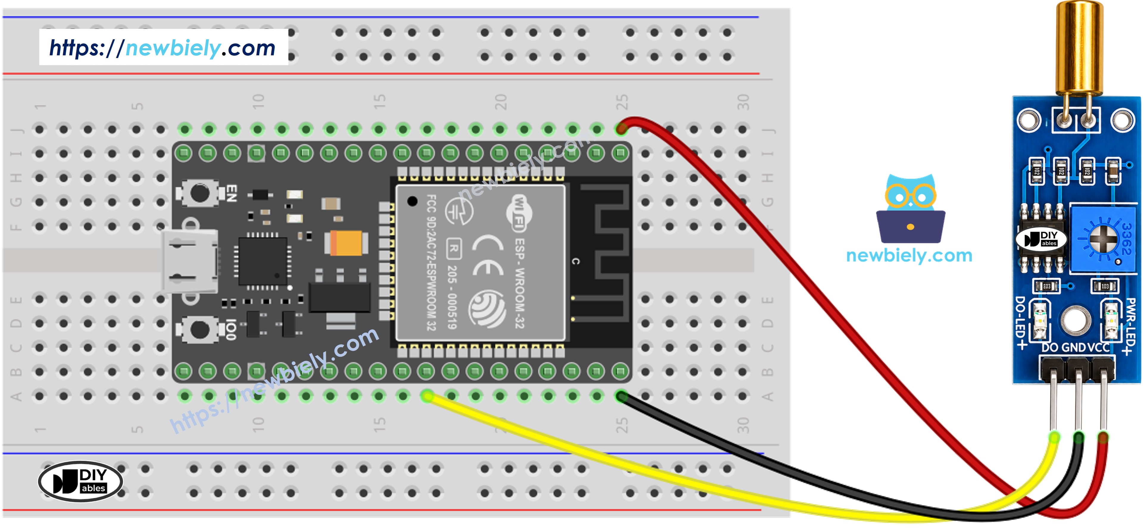 ESP32 sw520d 기울기 센서 배선 다이어그램