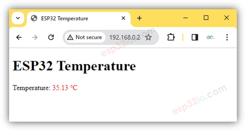 ESP32 temperature web browser