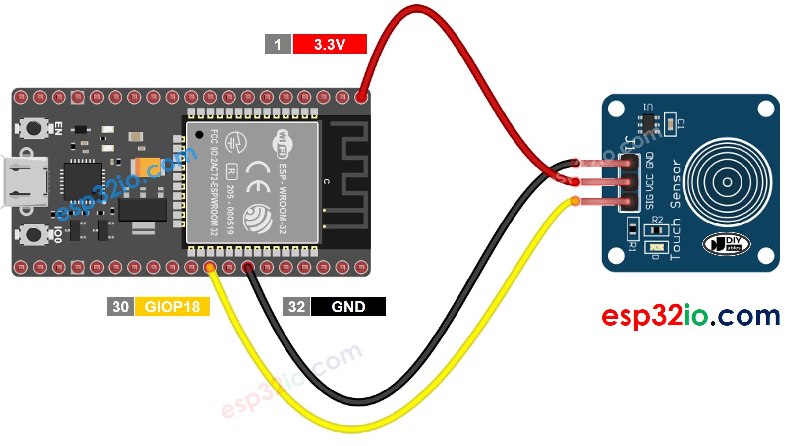 ESP32 Touch Sensor Wiring Diagram