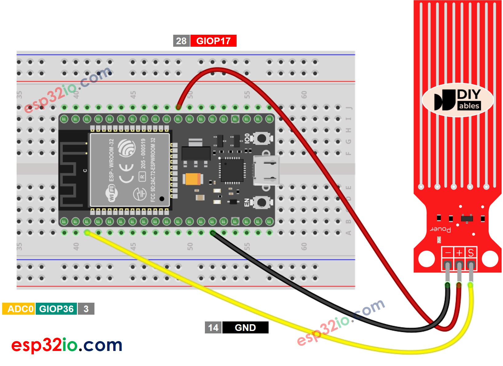 ESP32 Water Sensor wiring diagram