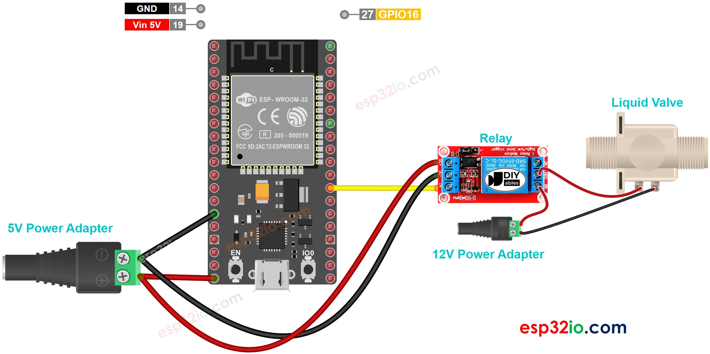 ESP32 water valve wiring diagram