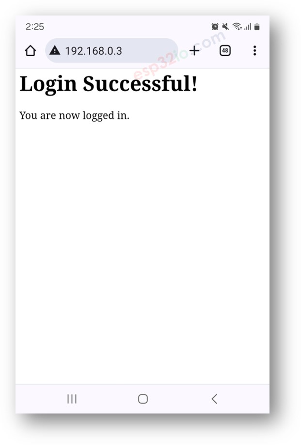 ESP32 Web page login