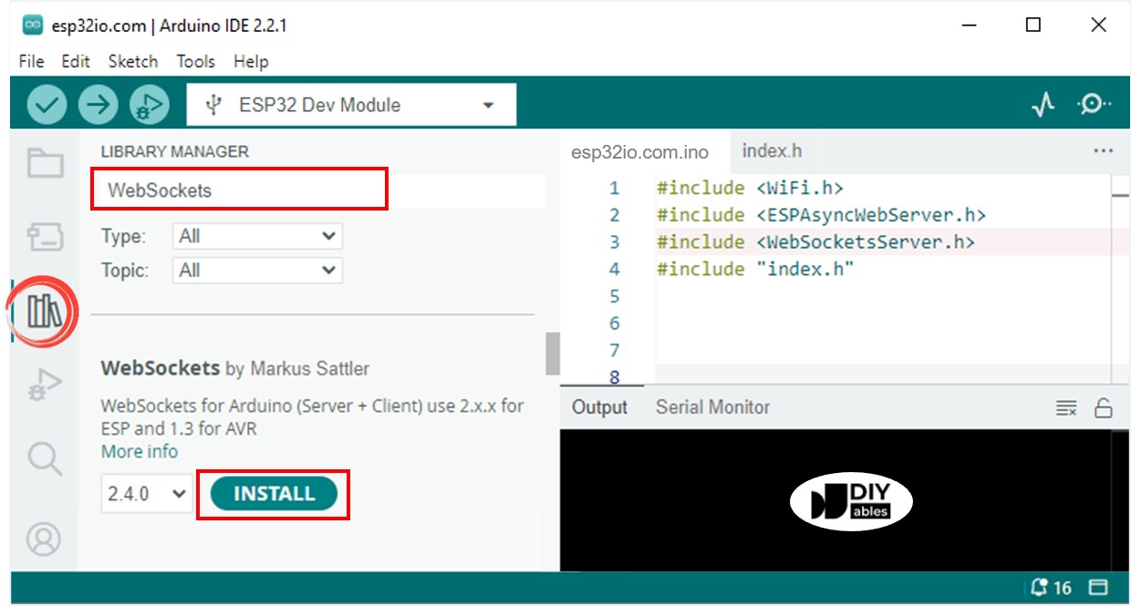 ESP32 WebSockets library