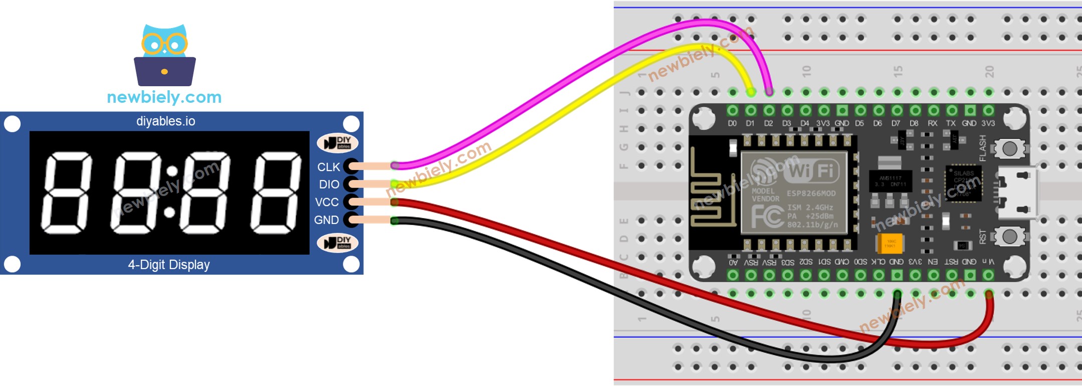 ESP8266 NodeMCU TM1637 Module wiring diagram