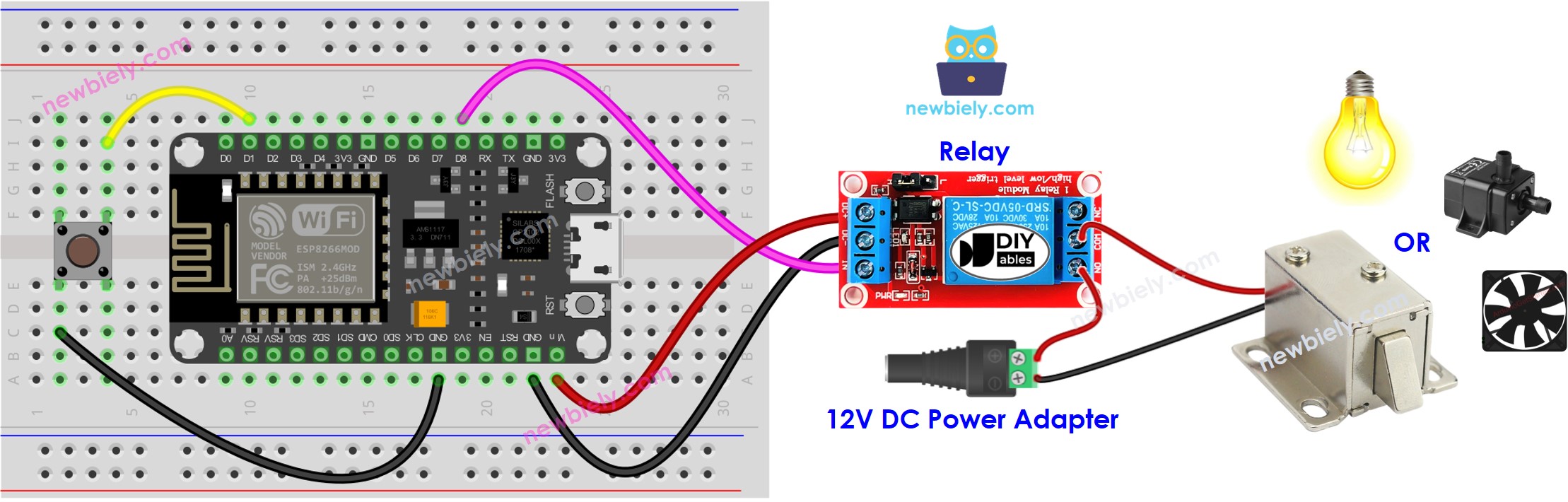 ESP8266 NodeMCU Button relay wiring diagram