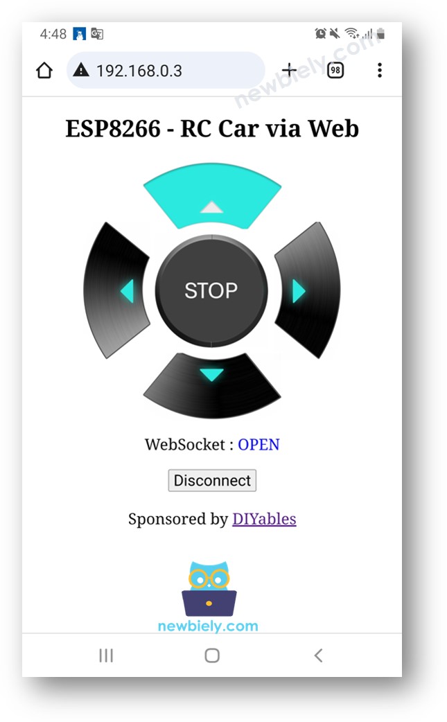 ESP8266 NodeMCU controls car via web browser