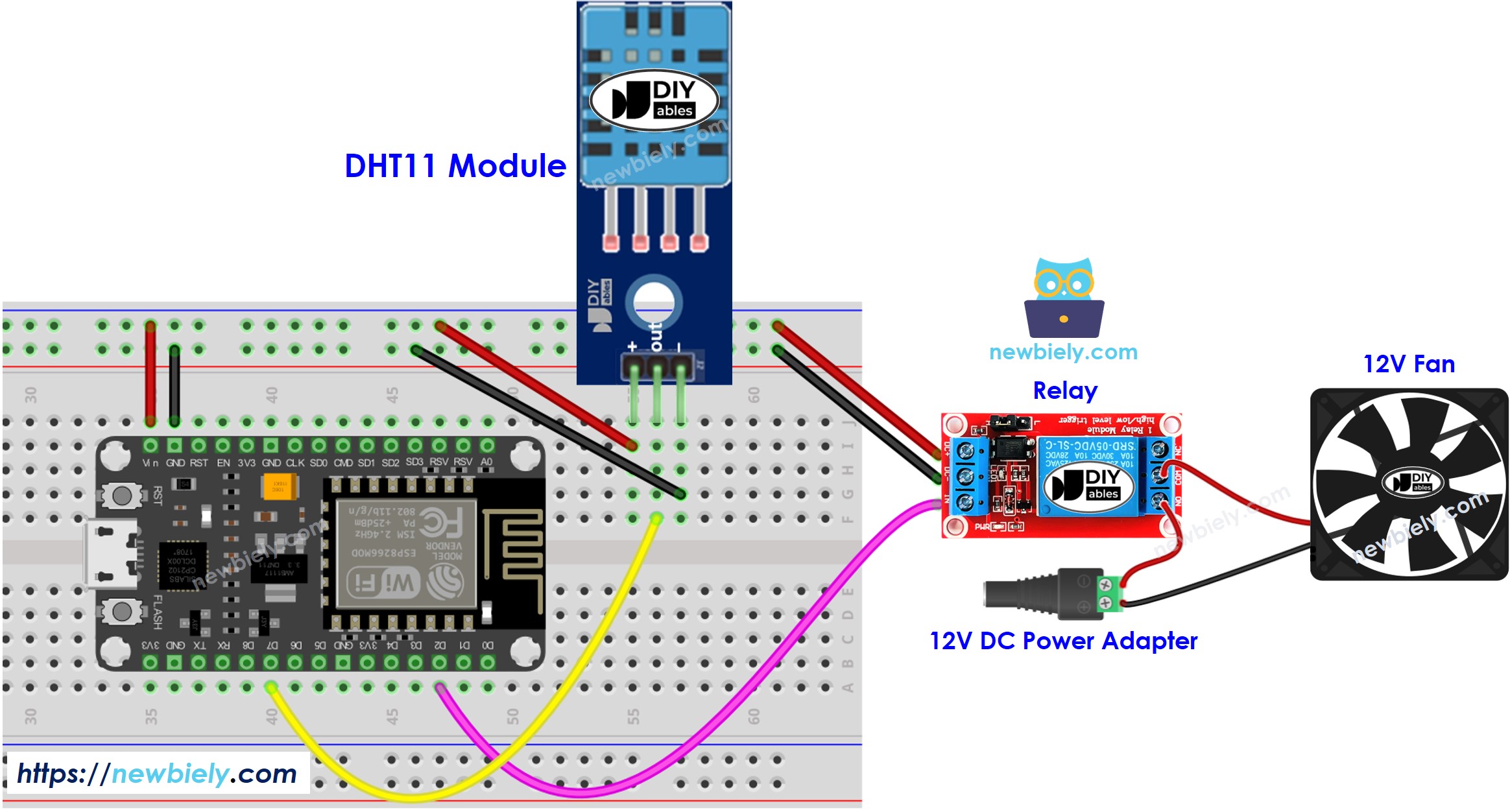 ESP8266 NodeMCU cooling fan system wiring diagram