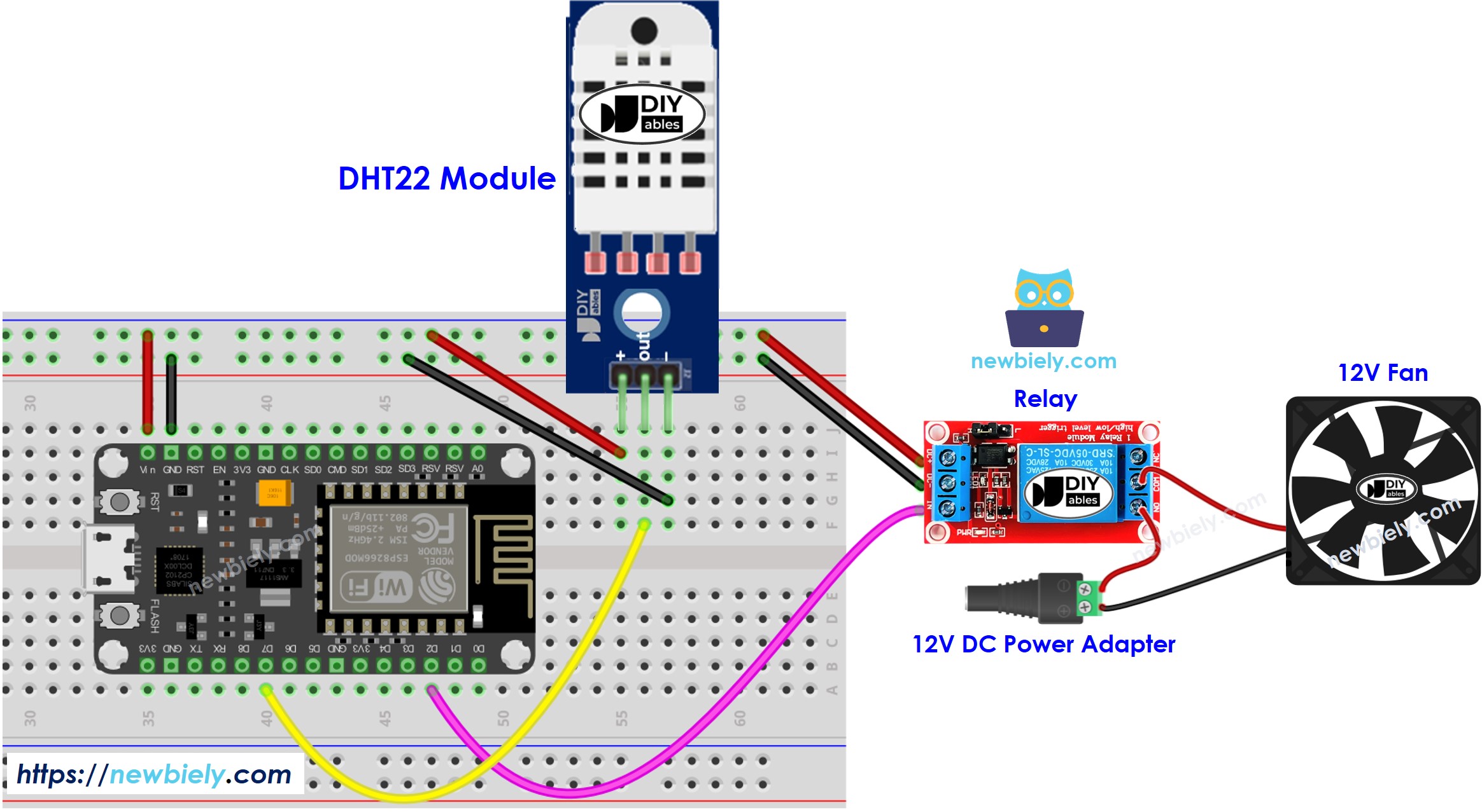 ESP8266 NodeMCU cooling fan system wiring diagram