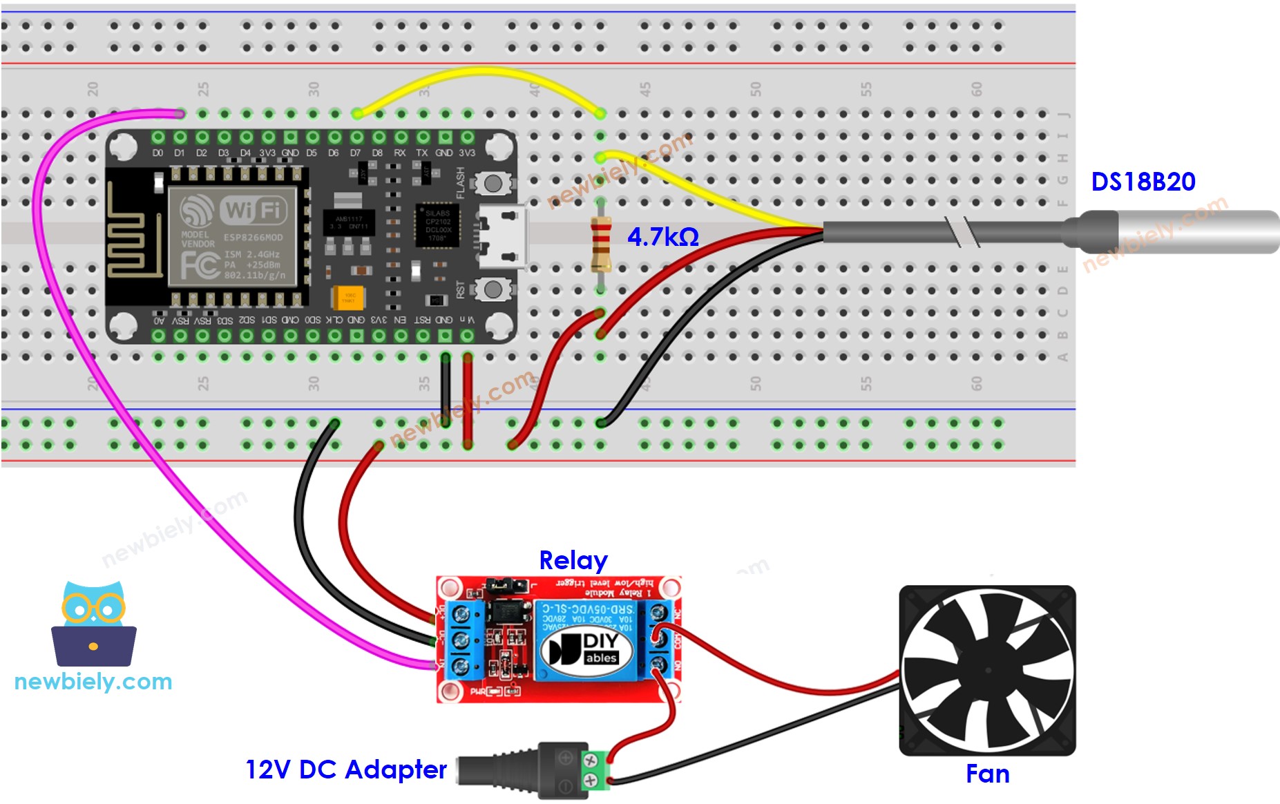 ESP8266 NodeMCU cooling fan system wiring diagram