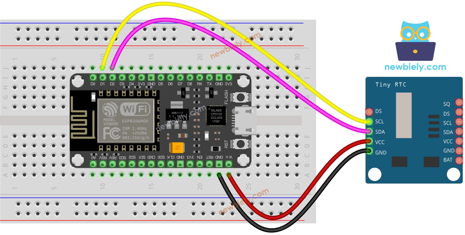 ESP8266 NodeMCU Real-Time Clock DS1307 wiring diagram