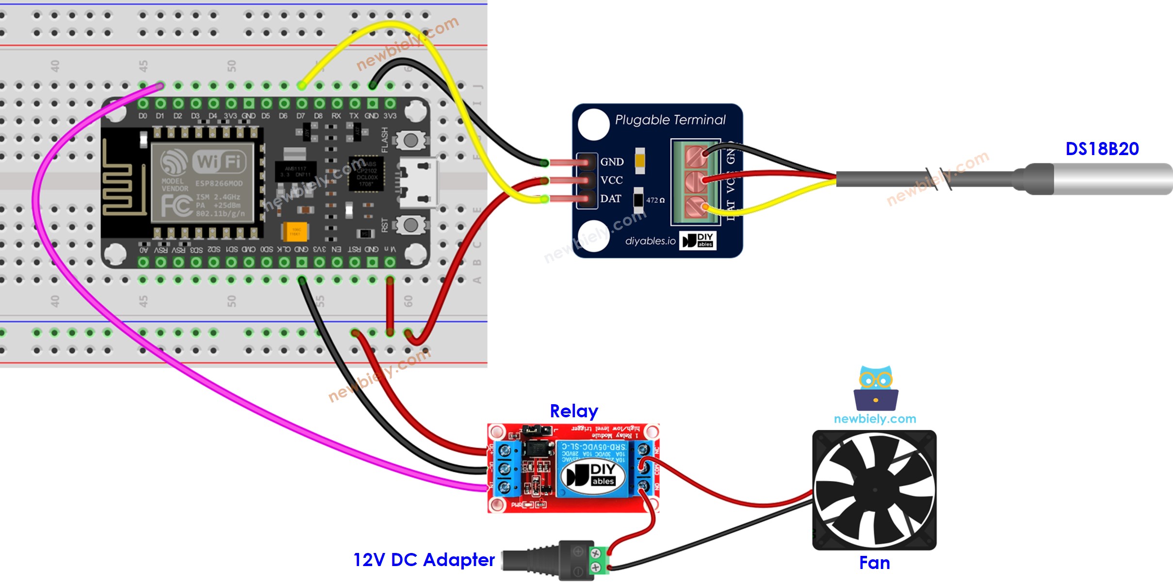 ESP8266 NodeMCU control relay wiring diagram