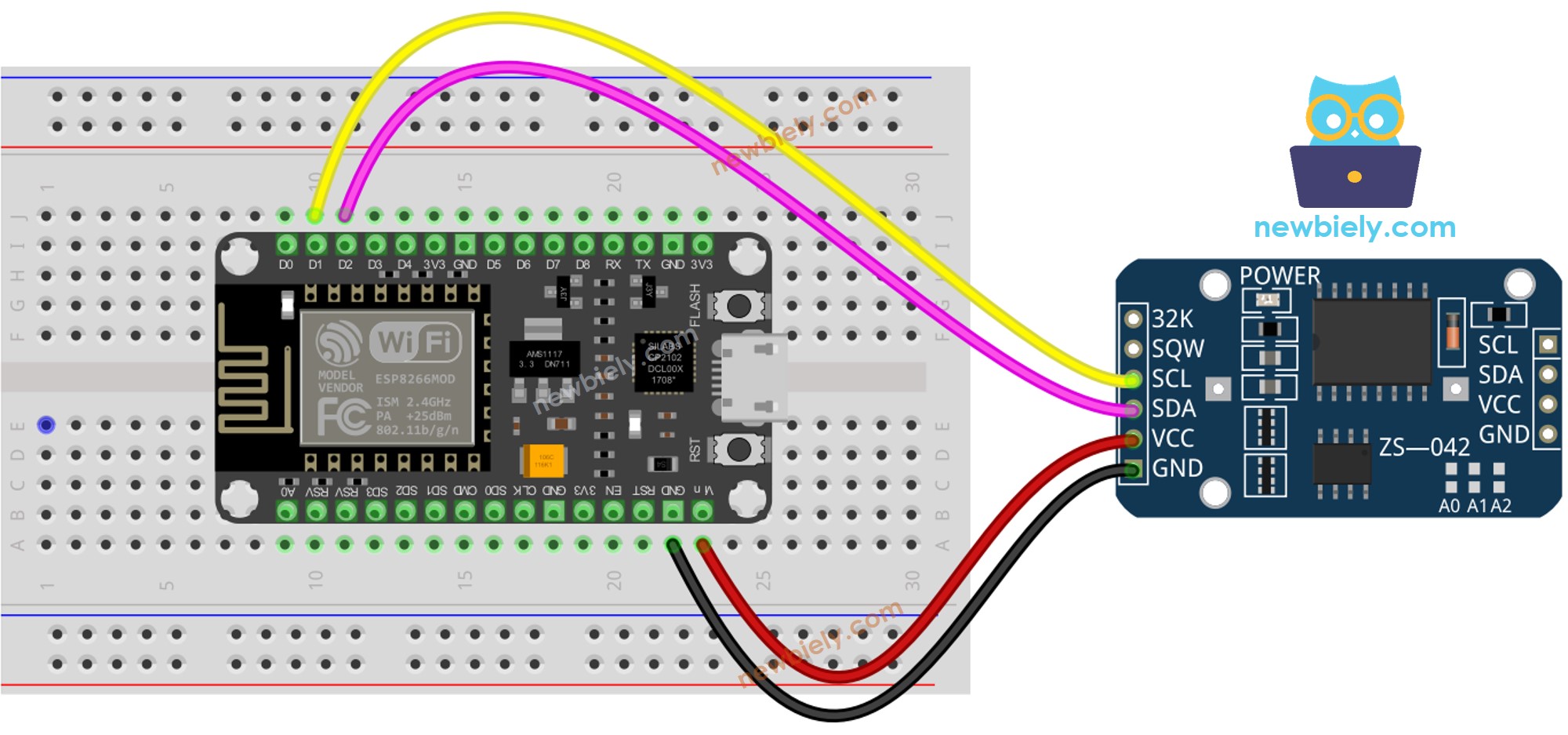 ESP8266 NodeMCU Real-Time Clock DS3231 wiring diagram