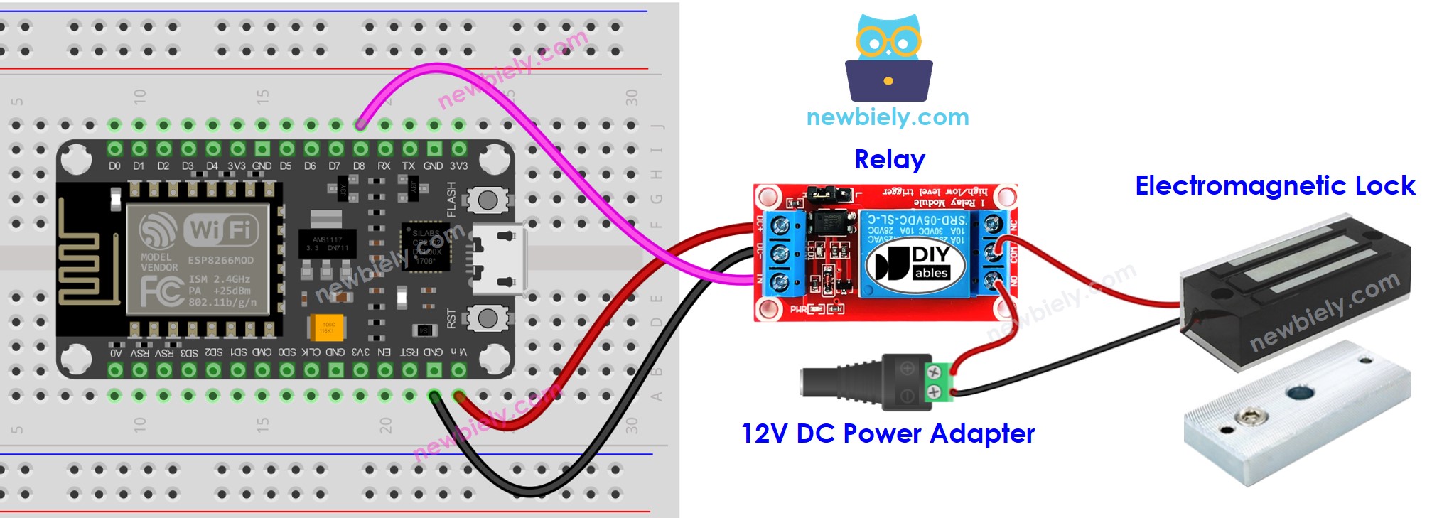 ESP8266 NodeMCU electromagnetic lock wiring diagram