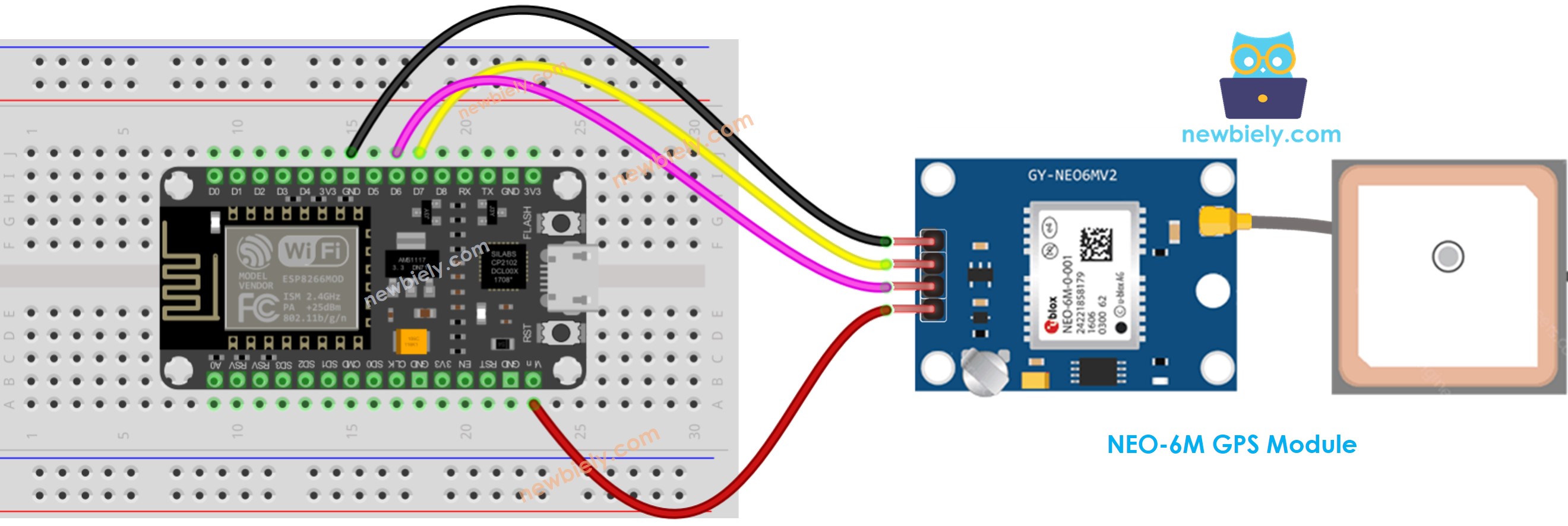 ESP8266 NodeMCU GPS module wiring diagram