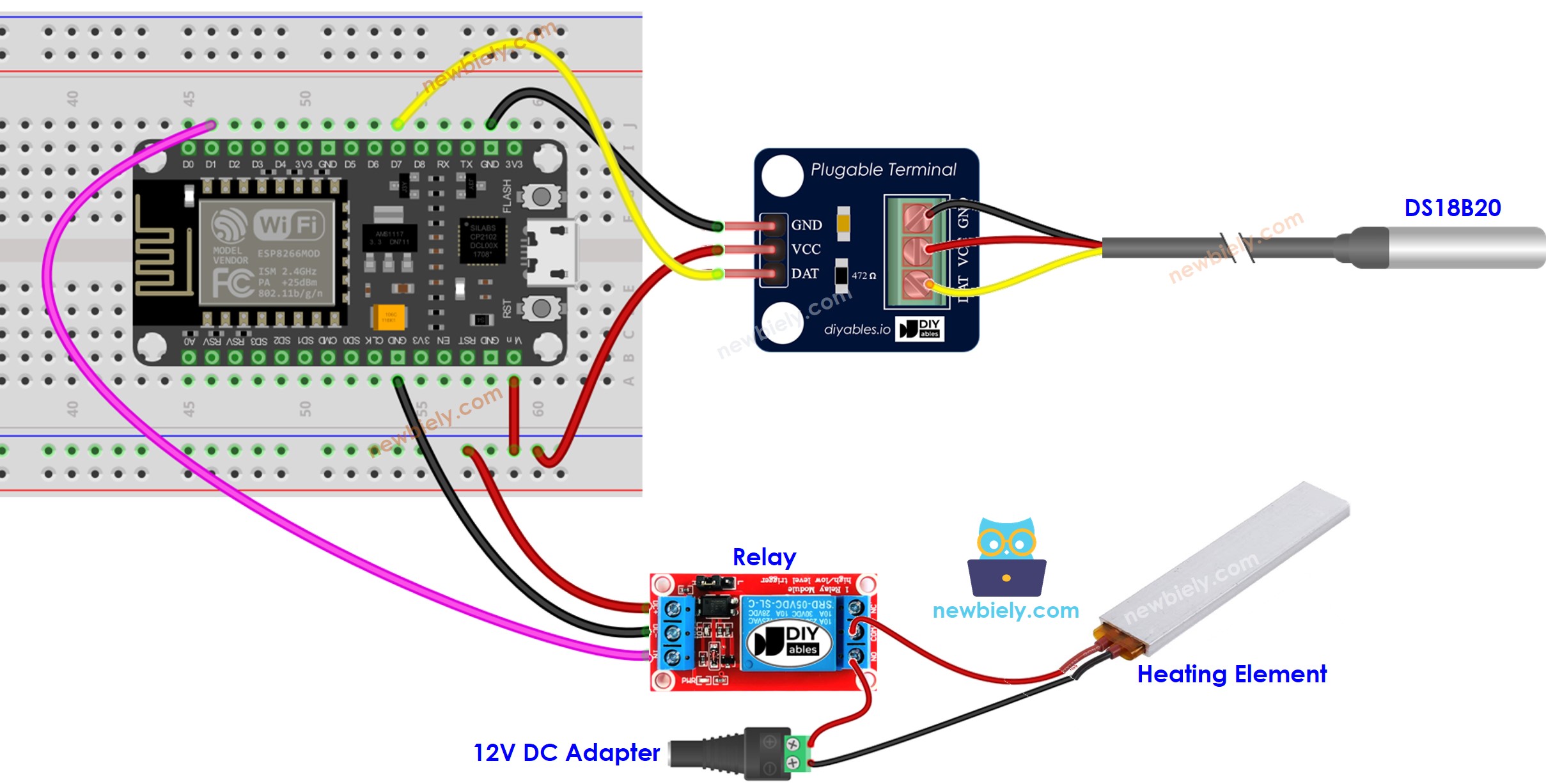 ESP8266 NodeMCU heating system wiring diagram