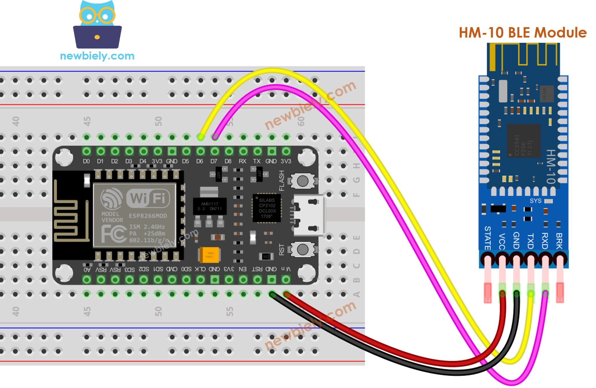 ESP8266 NodeMCU BLE wiring diagram