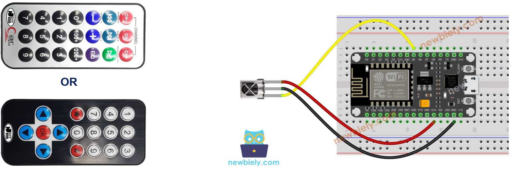 ESP8266 NodeMCU IR Remote Control Wiring Diagram