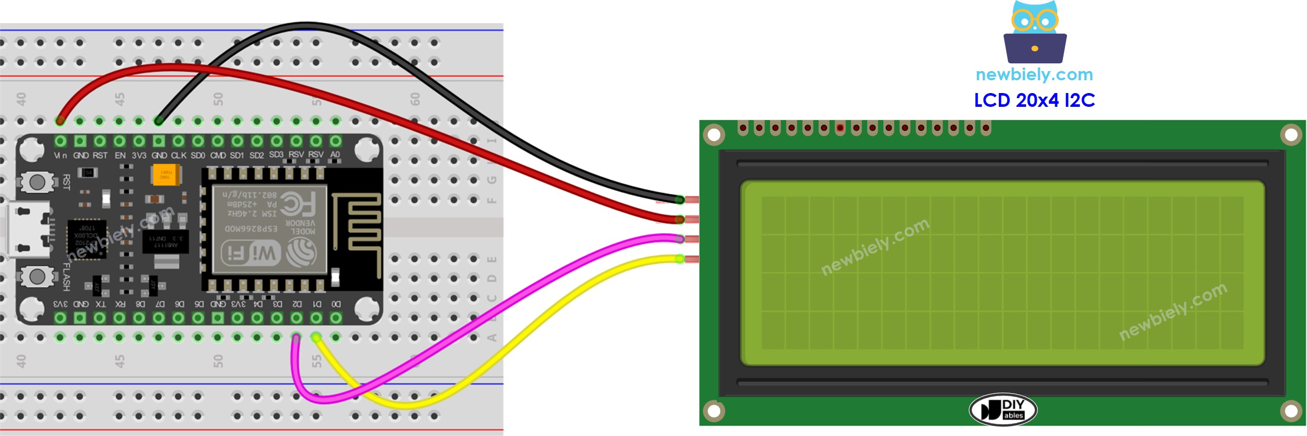 ESP8266 NodeMCU LCD I2C wiring diagram