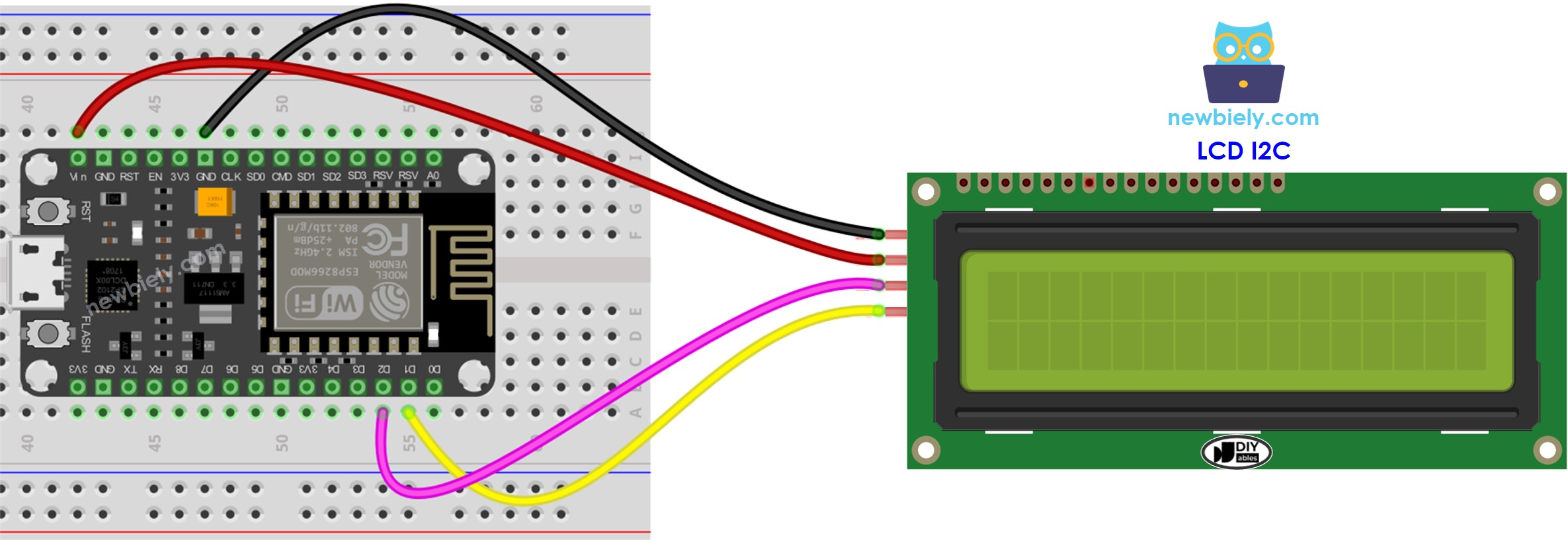 ESP8266 NodeMCU LCD I2C wiring diagram