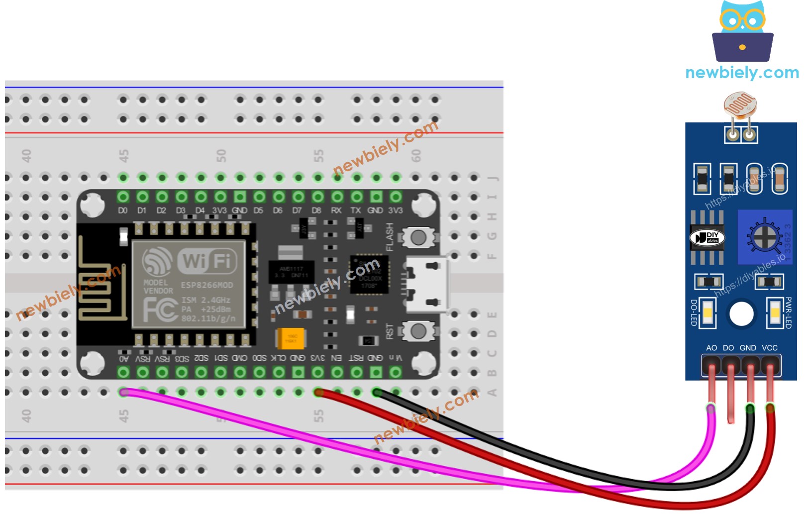 ESP8266 NodeMCU LDR Module wiring diagram