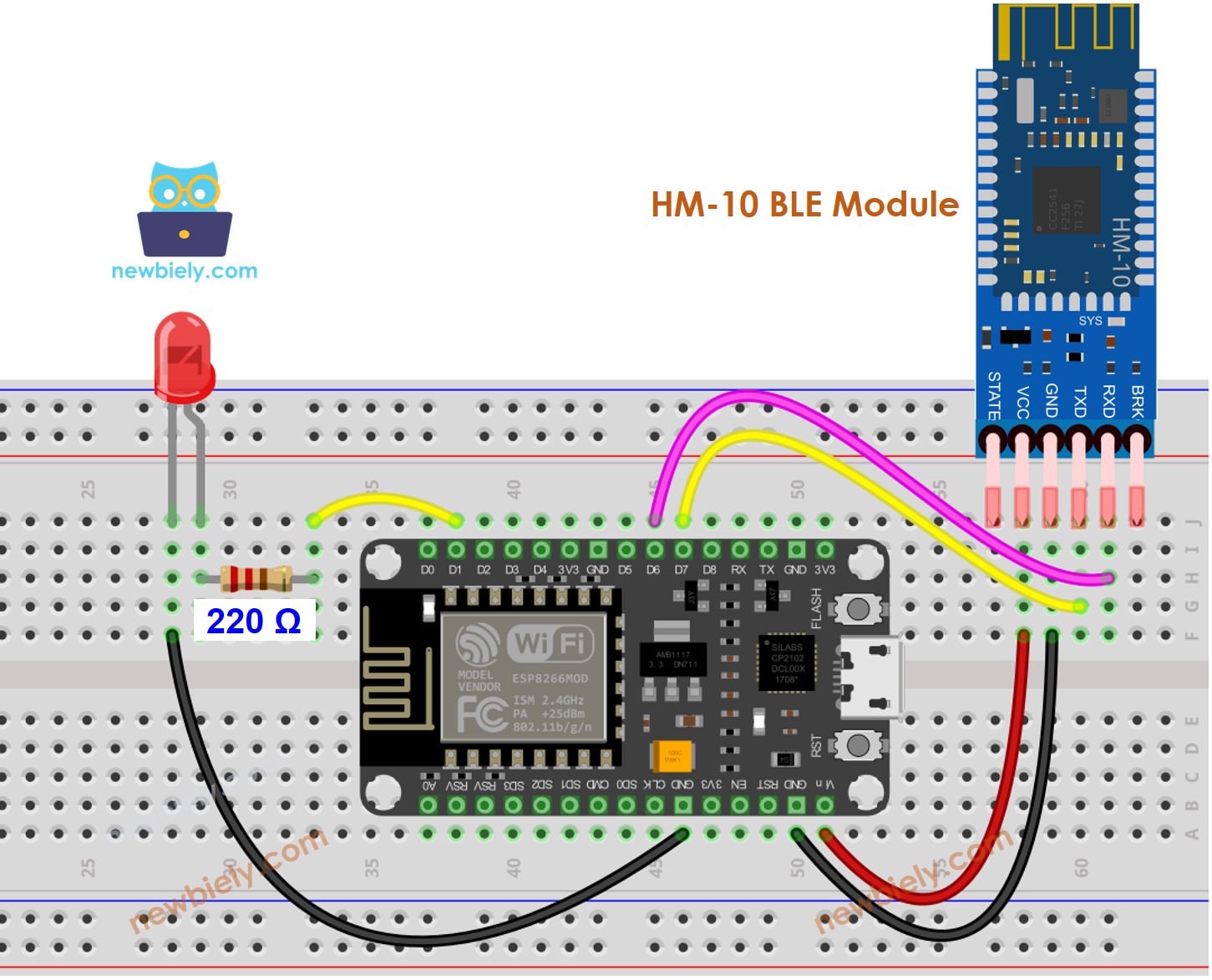 ESP8266 NodeMCU LED BLE wiring diagram