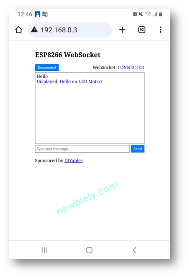 ESP8266 NodeMCU websocket chat server