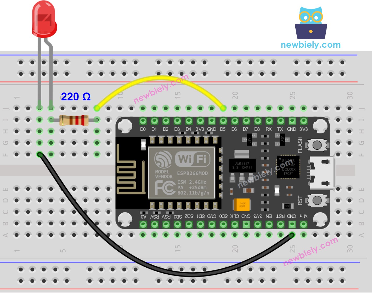 ESP8266 NodeMCU LED Wiring Diagram