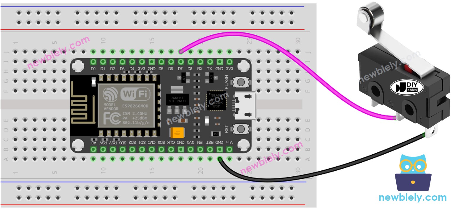 ESP8266 NodeMCU Limit Switch wiring diagram