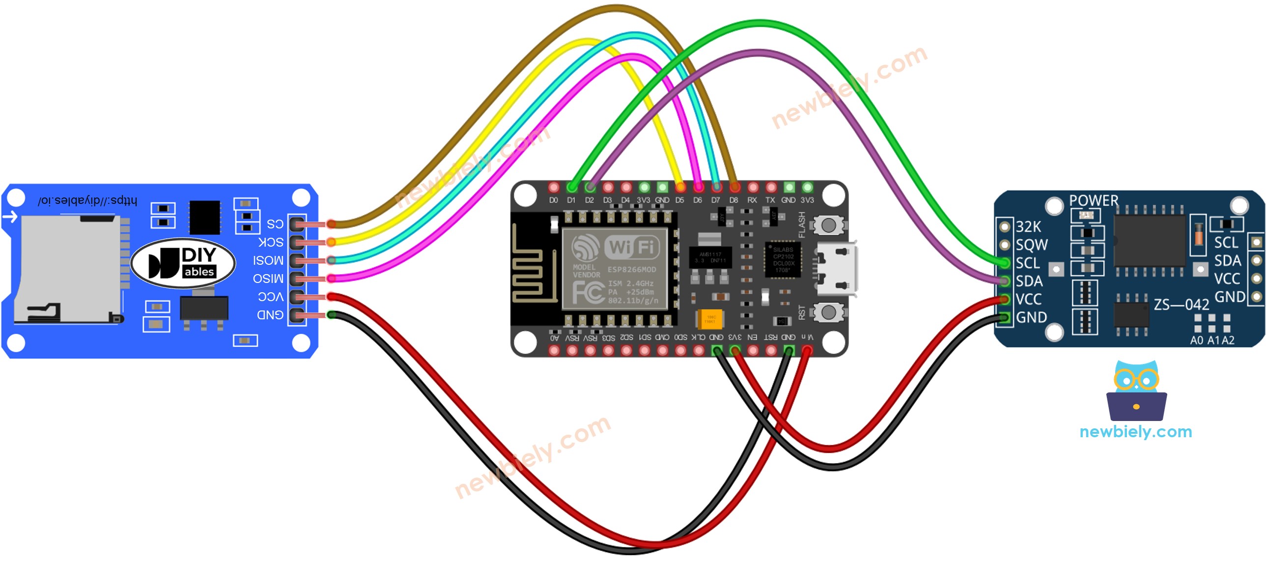 ESP8266 NodeMCU Micro SD Card Module wiring diagram