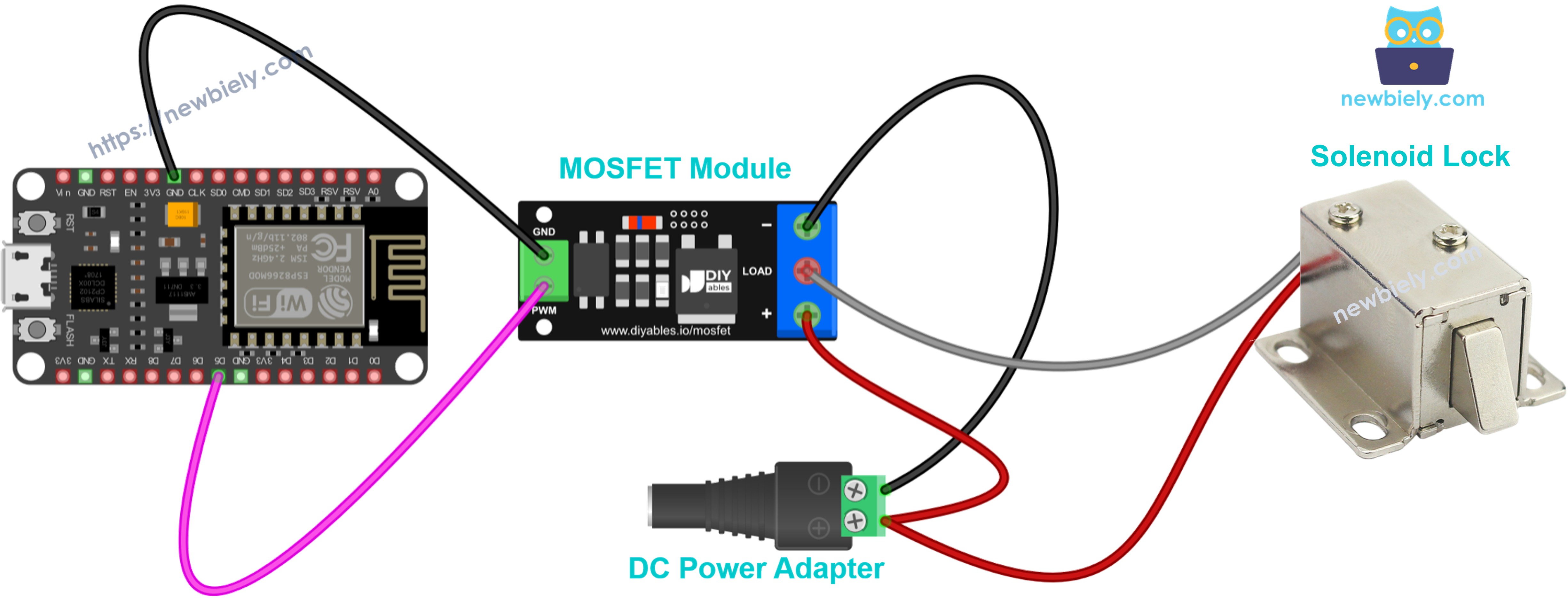 mosfet 모듈 12v 솔레노이드 락 배선도