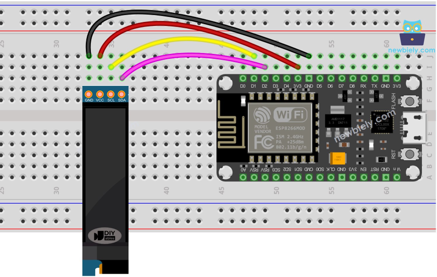 ESP8266 NodeMCU OLED 128x64 wiring diagram